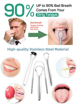 Loucky 4 pcs Tongue Cleaner Set with Travel Case – 430 Stainless Steel Tongue Scraper Kits, Rust-Proof Metal Tongue Scraper, Ergonomic Grip, Portable Oral Hygiene Tool for Fresh Breath, Reduces Bad Breath & Oral Bacteria for Adults - view 3